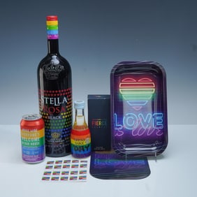 6pc Pride-Themed Gift Set with Stella Rosa, Fragrance, Tray, and Stamps