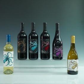 6pc Octopoda Wine Bottles, Napa & Sonoma Valley Selection
