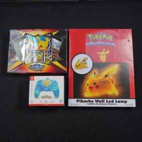 3pc Pokemon Bundle, Controller, Card Set & LED Lamp