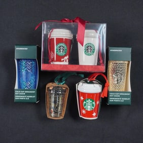 5pc Starbucks Holiday Ornaments & Cold Cup Keychains