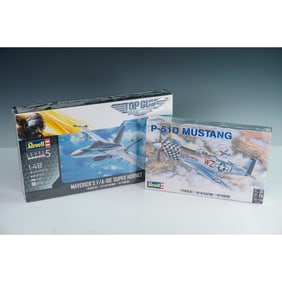 2pc Revell 1:48 Model Kits, P-51 Mustang, & Top Gun Maverick F/A-18E