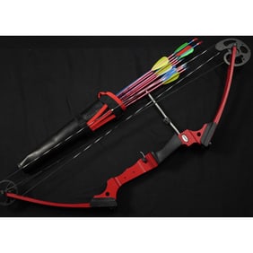 13pc Genesis Bow Set, Red Compound Bow with 12 Arrows