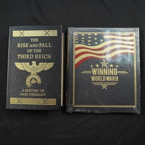 2pc Leatherbound Books WWII History Books