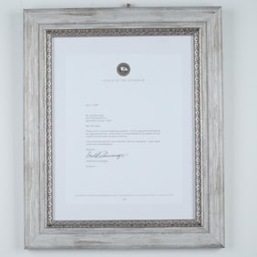 2009 Letter from Governor Arnold Schwarzenegger Framed