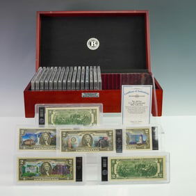 Bradford Exchange, 22 U.S. $2 Presidential Bills Collection in Wooden Case