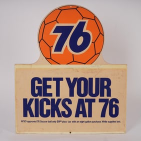 Union 76 Soccer Ball Promotional Metal Sign - Double Sided