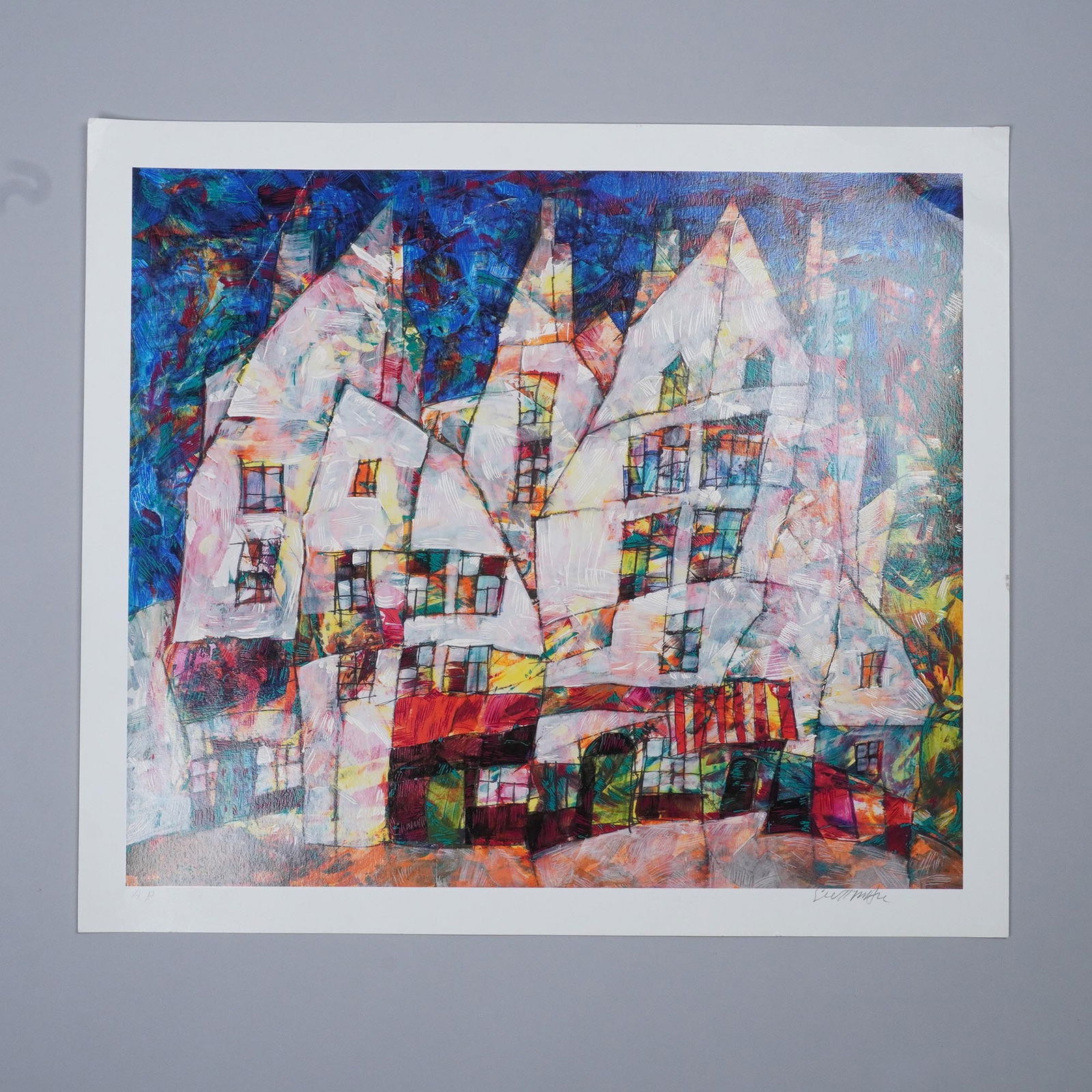 Harry Guttman Artist Proof Print, Abstract European Village (1 of 4)