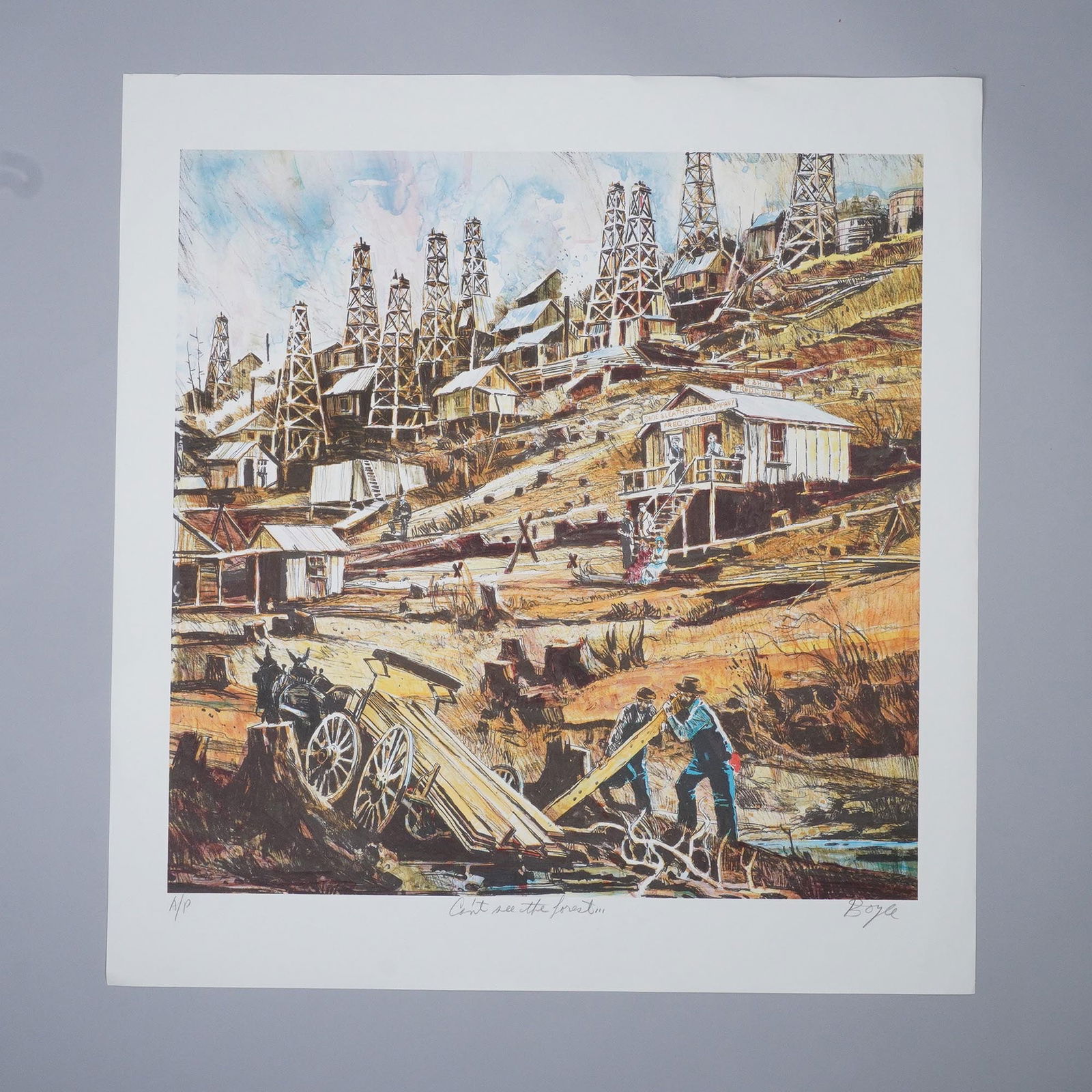 Neil Boyle, Color Lithograph on Paper, Cant See the Forest, Signed (1 of 5)