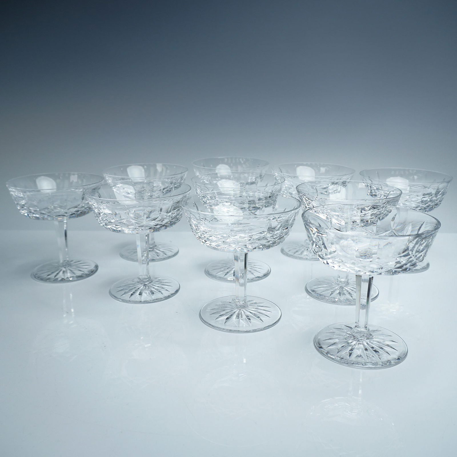 10pc Cut Crystal Coupe Champagne Glass Set (1 of 3)