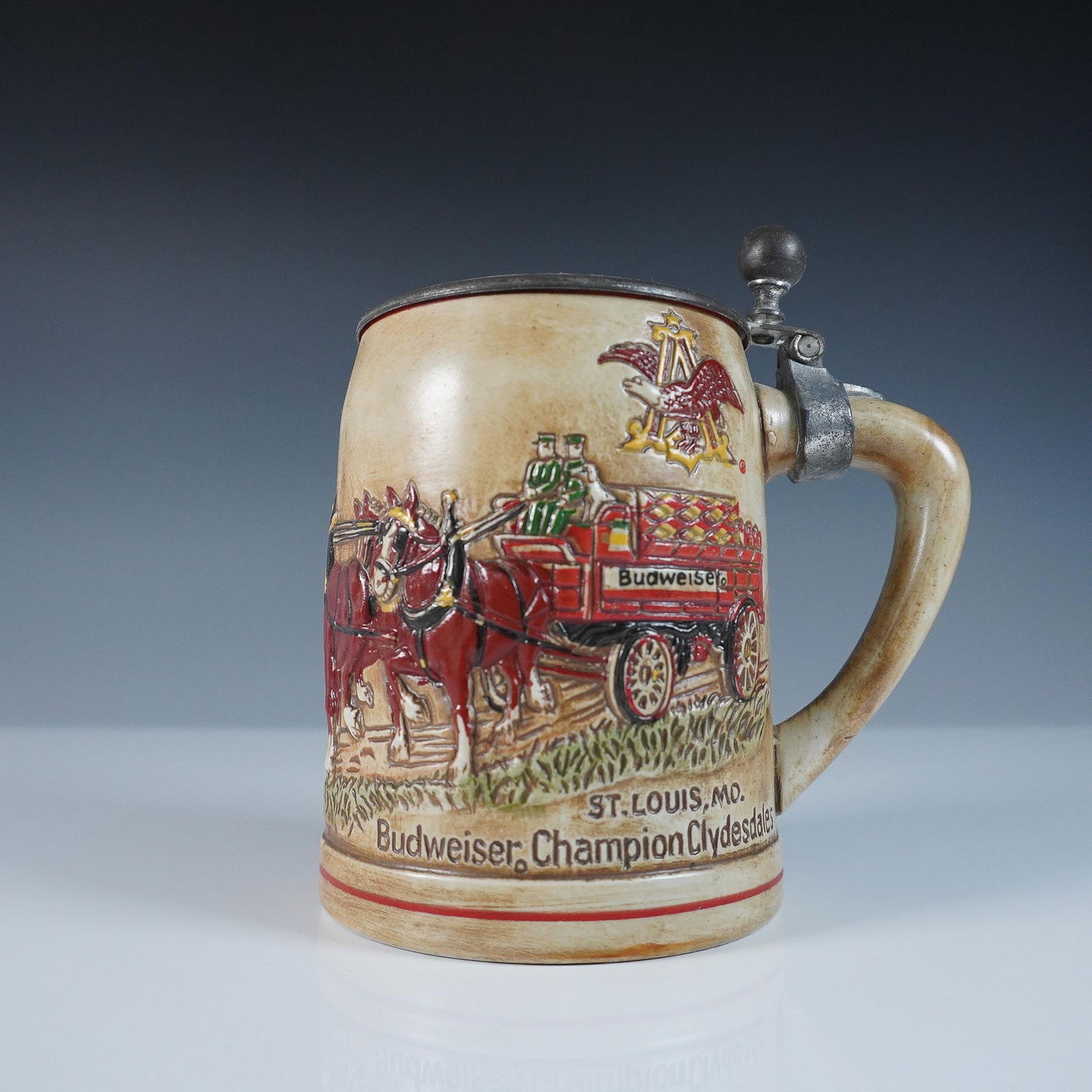 Ceramarte Budweiser Champion Clydesdales Lidded Stein (1 of 5)