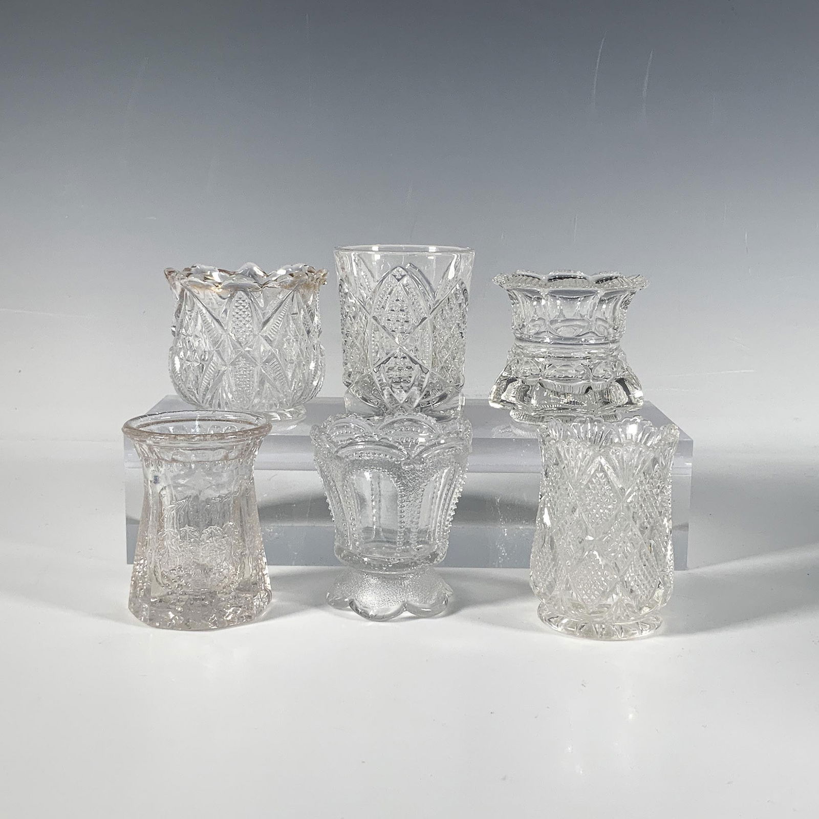 Set of 6 Miniature Cut Glass Vases (1 of 3)