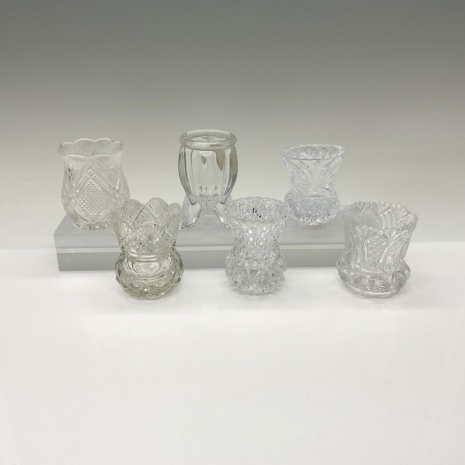 6pc Pattern Glass Toothpick Holders (1 of 4)