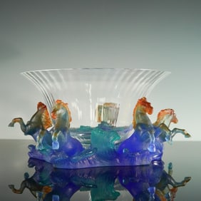 Daum France Crystal Bowl with Pate de Verre Base
