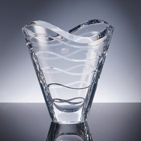 Baccarat Crystal Clear Wave Vase with Box