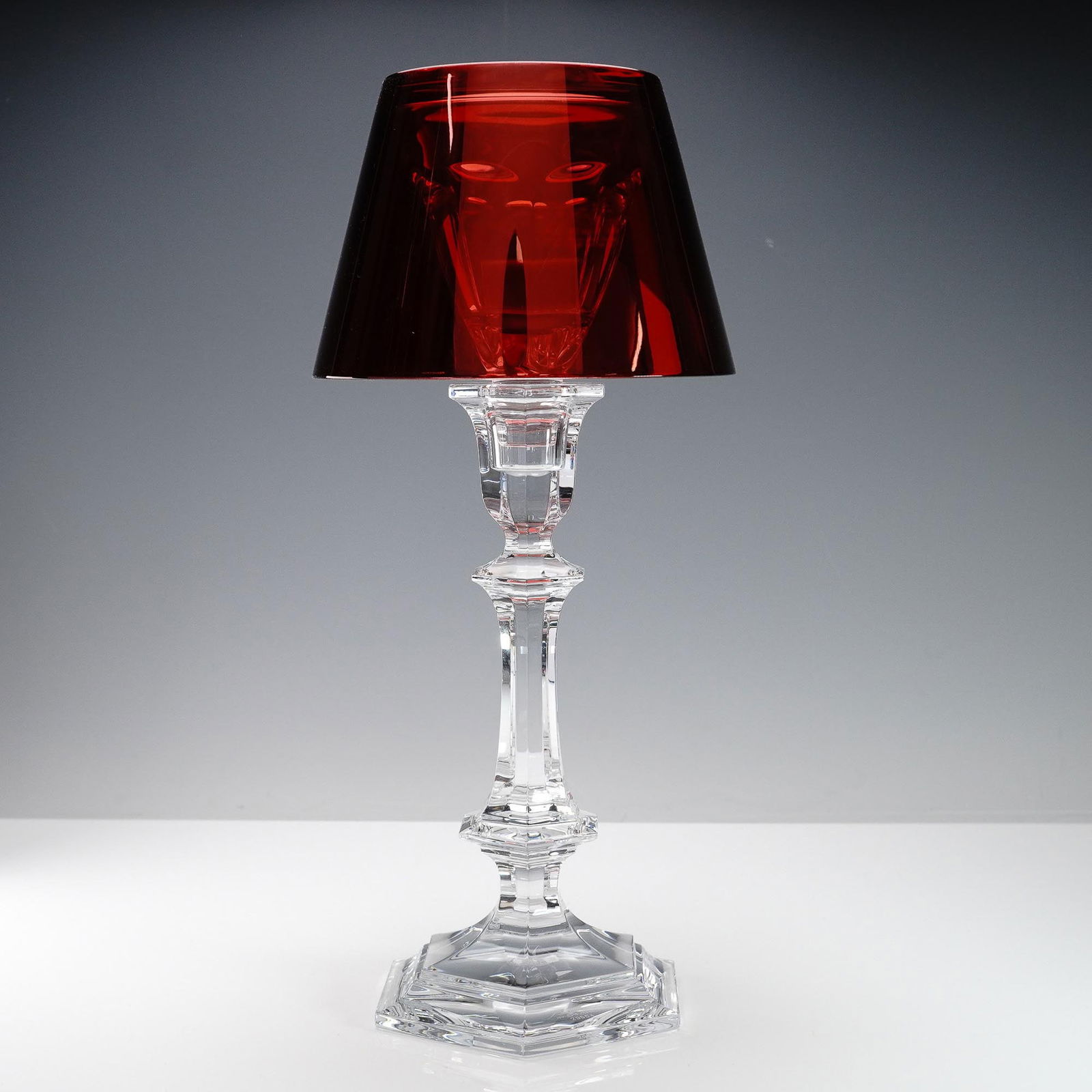 Baccarat Harcourt Our Fire Candlestick by Philippe Starck: This Baccarat Harcourt Our Fire Candlestick, designed by Philippe Starck, is an iconic reinterpretation of the Harcourt line, marrying tradition with bold contemporary design. Composed entirely of fin