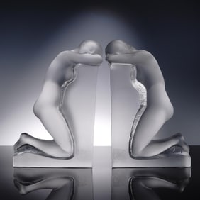 Pair of Lalique Crystal Reverie Bookends