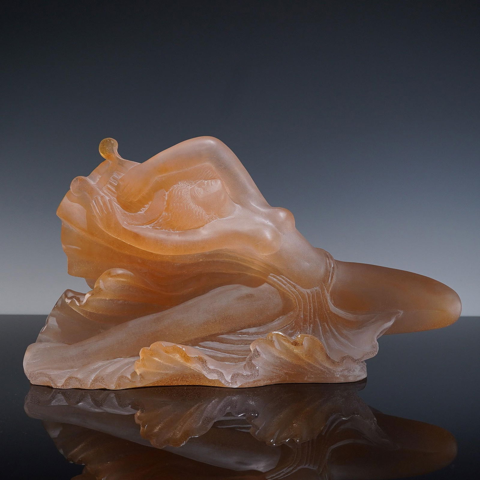 Daum Glass Pate de Verre Sculpture, Isadora Amber (1 of 8)