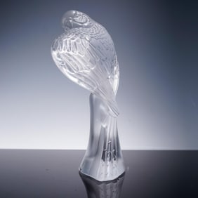 Lalique Clear Crystal Figurine, Parrot