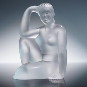Lalique Crystal Figurine, Seated Woman