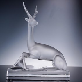 Lalique Frosted Crystal Figurine, Cerf
