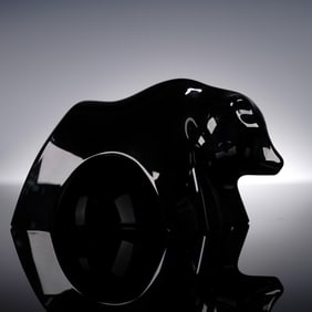 Baccarat Black Crystal Figurine, Bear