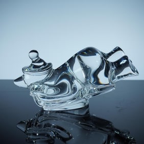 Baccarat Crystal Figurine, Sledding Bear
