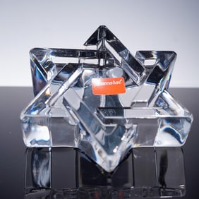 Baccarat Clear Crystal Star of David Paperweight