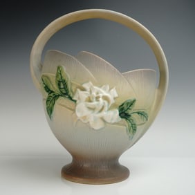 Roseville Pottery Basket, Gardenia