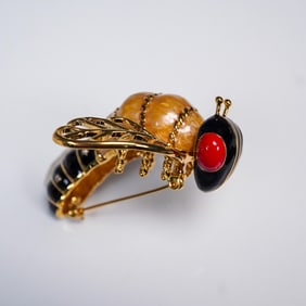 Landau Moth Brooch with Enamel and Cabochon Accents