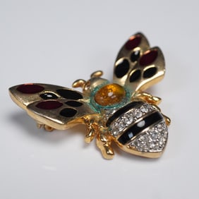 Nat Landau Hyman Brooch, Enamel and Rhinestone Bee