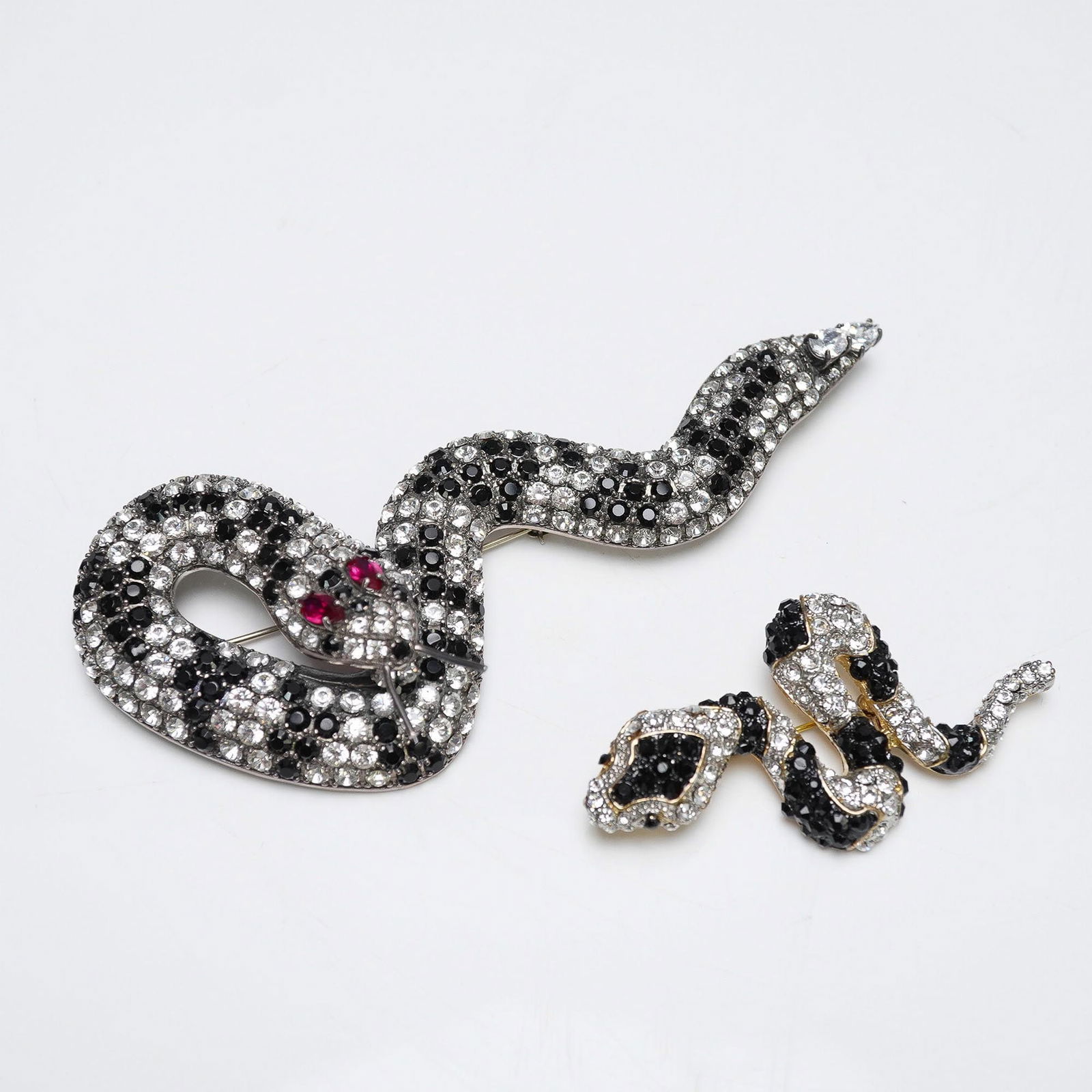 2pc Snake Brooch Set, Sterling and Crystal Pave (1 of 4)