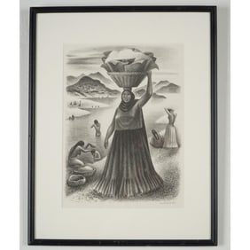 Miguel Covarrubias, Lithograph on Paper, Tehuantepec River, Signed