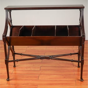 T. Bourne & Son, Edwardian Mahogany Canterbury Book Trough