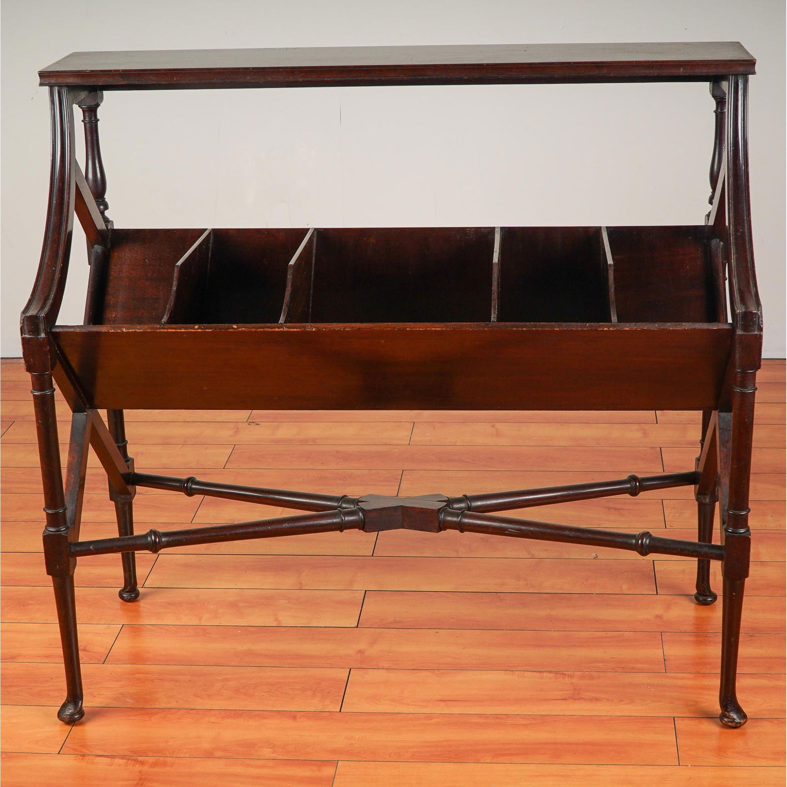 T. Bourne & Son, Edwardian Mahogany Canterbury Book Trough (1 of 5)