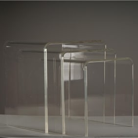 3pc Mid-Century Modern Acrylic Waterfall Nesting Tables