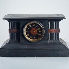 Susse Freres Paris France Black Slate Mantel Clock
