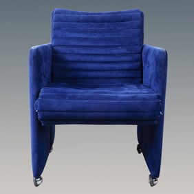 Preview Blue Velvet Lounge Chair on Casters