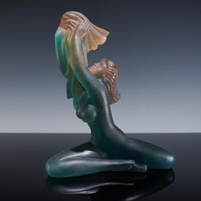 Daum Pate de Verre Limited Edition Figural Sculpture, Woman with Veil