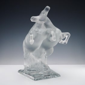 Lalique Crystal Sculpture, Deux Chevaux Sauvages