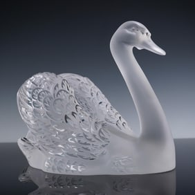 Lalique Crystal Sculpture, Swan Head Up