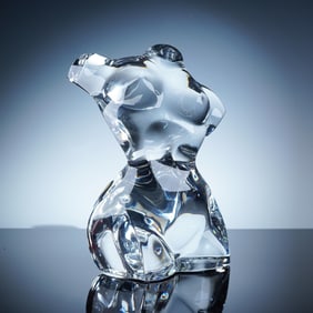 Baccarat Crystal Female Torso Sculpture with Original Box