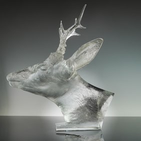 Baccarat Crystal Large Deer Head Sculpture