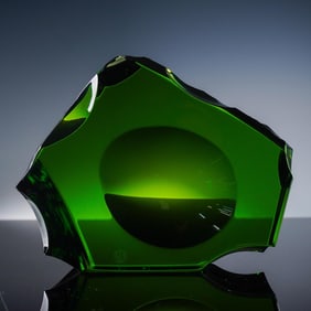 Baccarat Green Crystal Sculptural Ashtray
