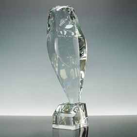 Baccarat Robert Rigot Crystal Sculpture, Owl