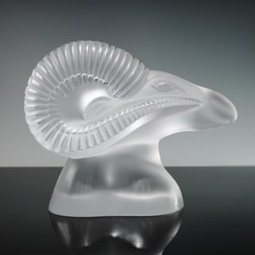 Lalique Clear Crystal Figurine, Ram's Head