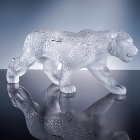 Lalique Crystal Figurine, Rajah Jaguar