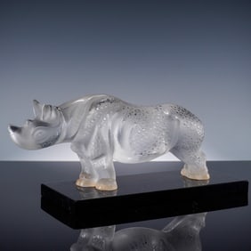 Lalique Crystal Rhinoceros Figurine