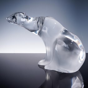 Lalique Frosted Crystal Polar Bear Figurine
