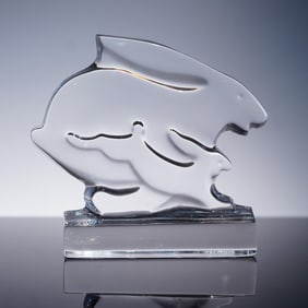 Baccarat Crystal Figurine, Running Rabbits