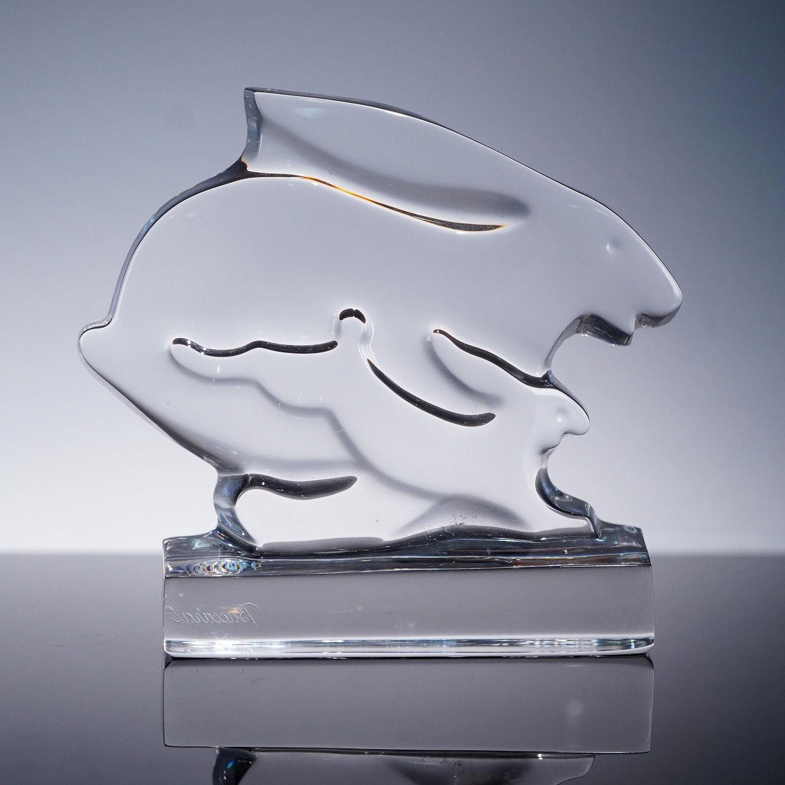 Baccarat Crystal Figurine, Running Rabbits (1 of 8)